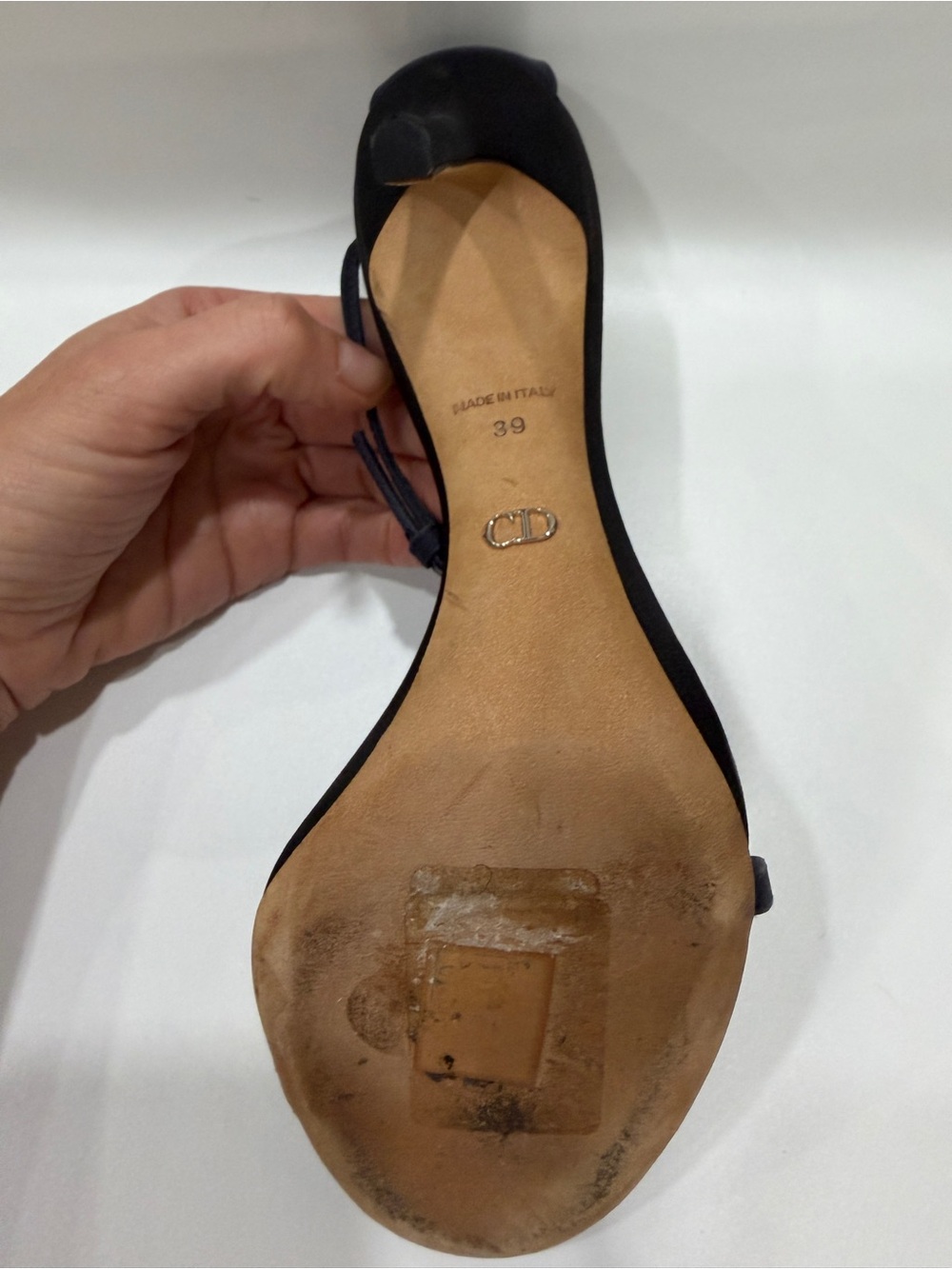 Authentic 2014 Christian Dior Navy Silk Satin Rosette Stilettos-39 - Picture 12 of 13